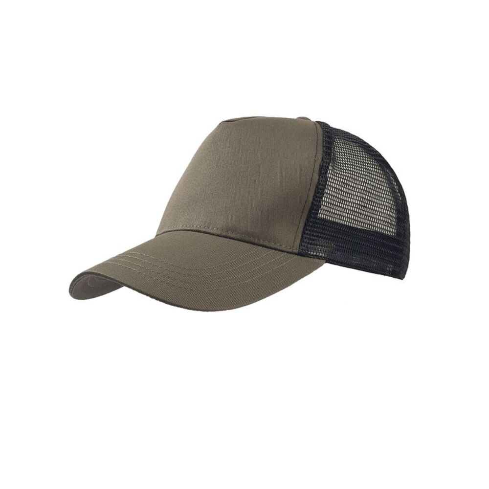 Atlantis Rapper Cotton 5 Panel Trucker Cap / Olive/Black